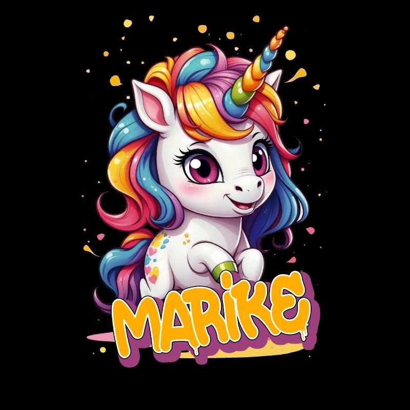 MARIKE - Schöner Mädchen Name mit süßem Einhorn