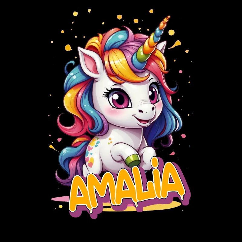 AMALIA - Schöner Mädchen Name mit süßem Einhorn