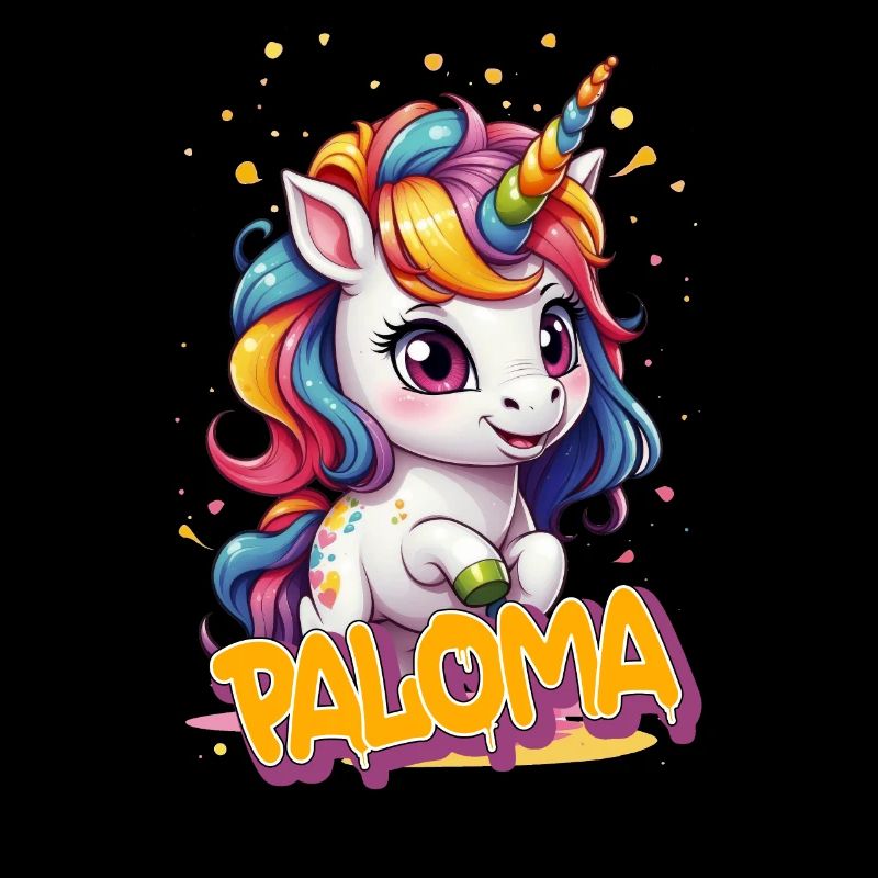PALOMA - Schöner Mädchen Name mit süßem Einhorn