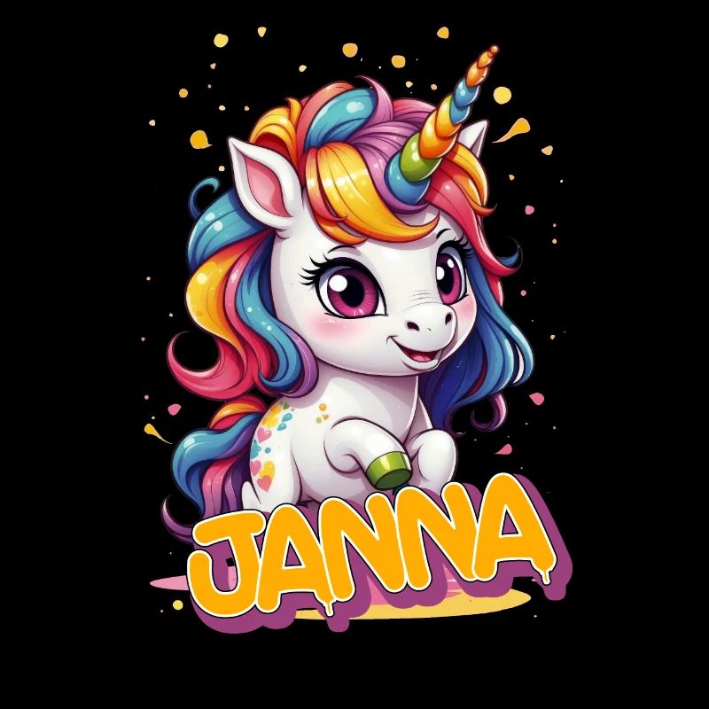 JANNA - Schöner Mädchen Name mit süßem Einhorn