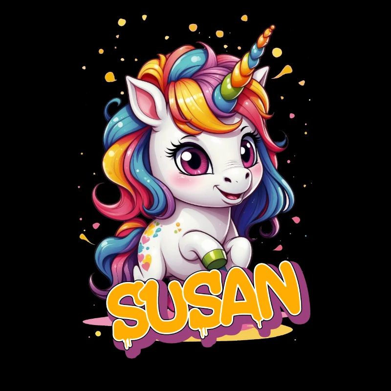 SUSAN - Schöner Mädchen Name mit süßem Einhorn