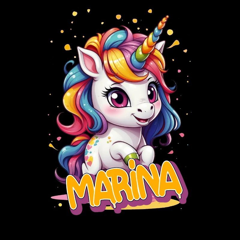 MARINA - Schöner Mädchen Name mit süßem Einhorn
