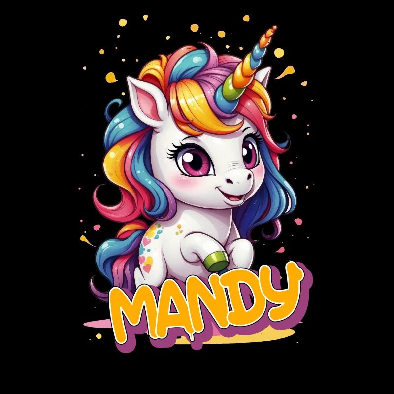 MANDY - Schöner Mädchen Name mit süßem Einhorn