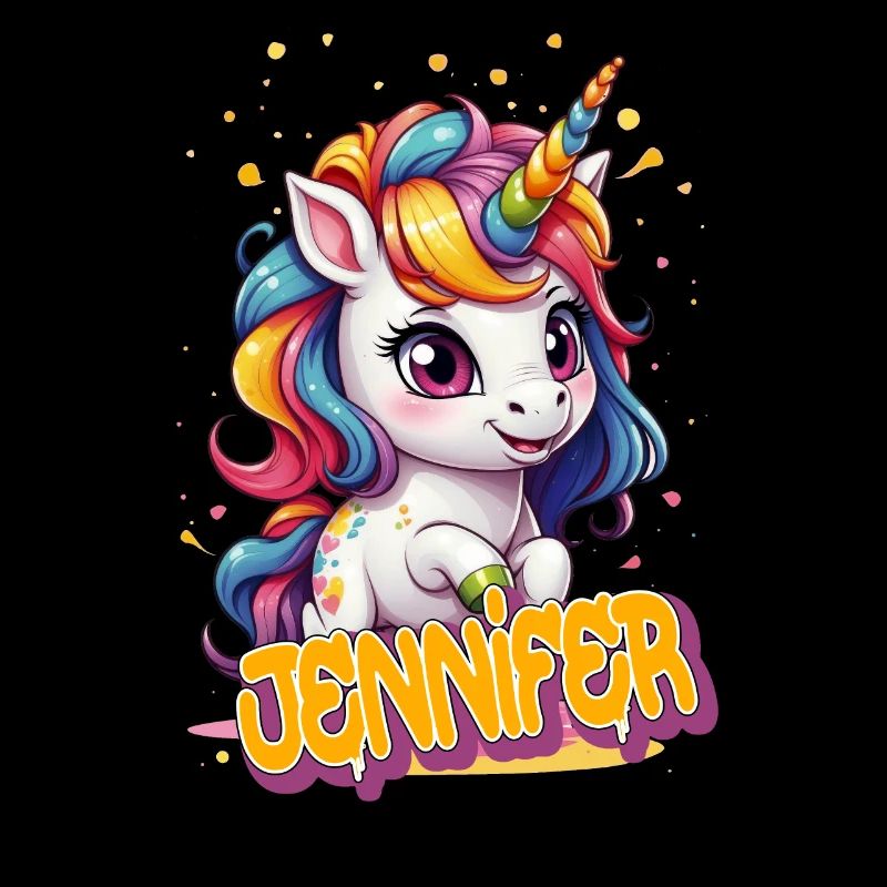 JENNIFER - Schöner Mädchen Name mit süßem Einhorn