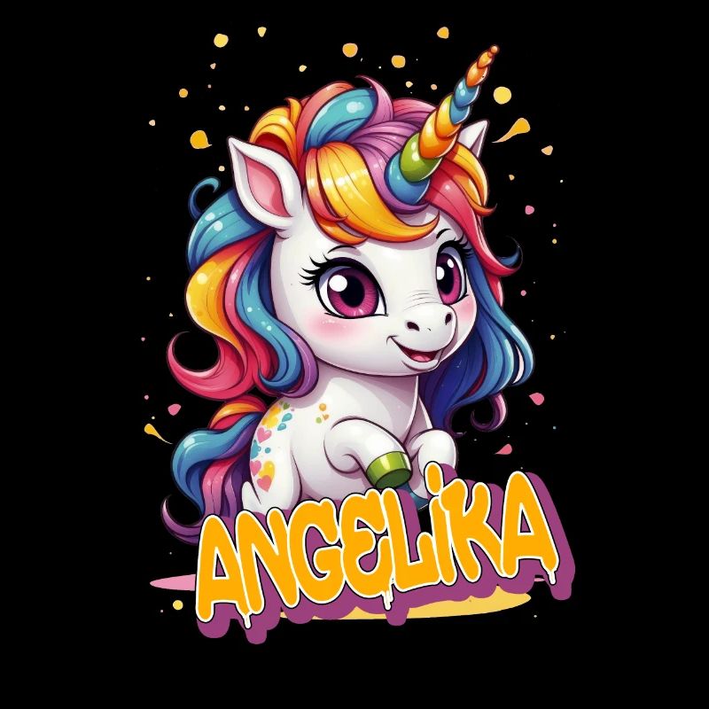 ANGELIKA - Schöner Mädchen Name mit süßem Einhorn