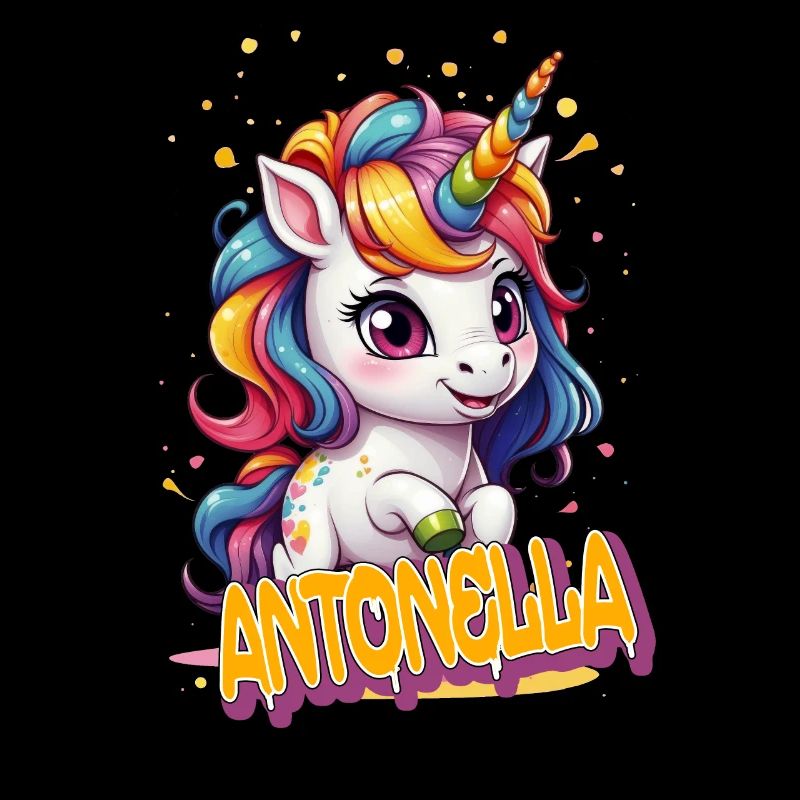 ANTONELLA - Schöner Mädchen Name mit süßem Einhorn