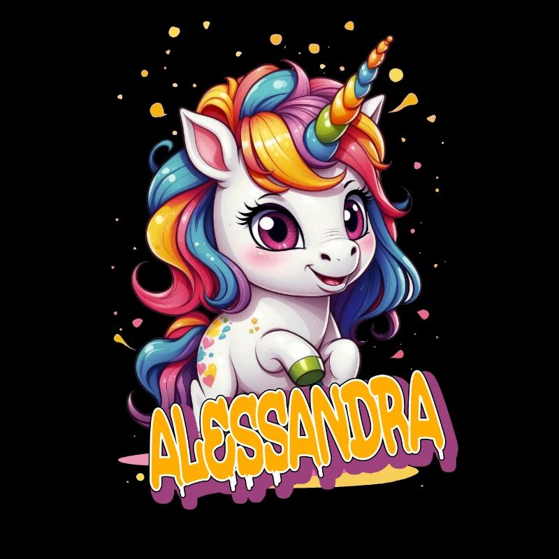 ALESSANDRA - Schöner Mädchen Name süßem Einhorn