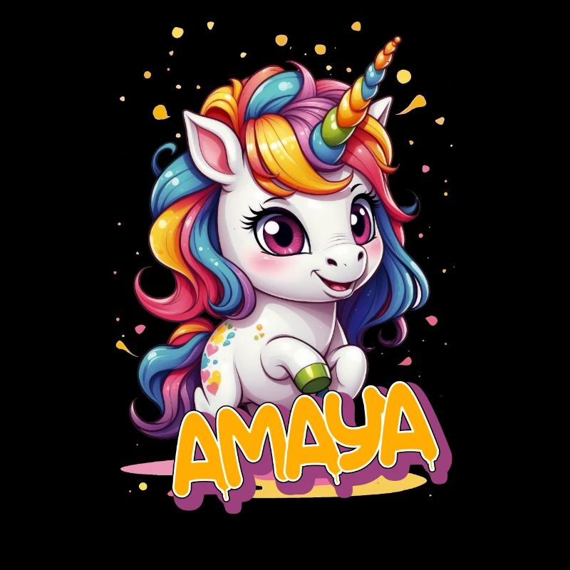 AMAYA - Schöner Mädchen Name mit süßem Einhorn