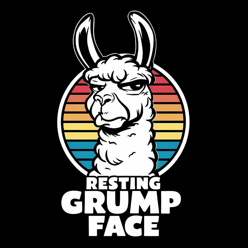 Resting Grump Face Llama Funny Retro Rainbow