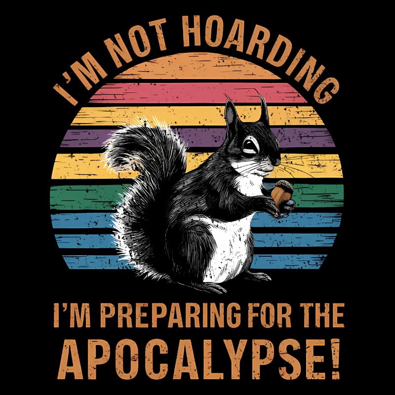 Funny Squirrel Retro Hoarding Humor Survival