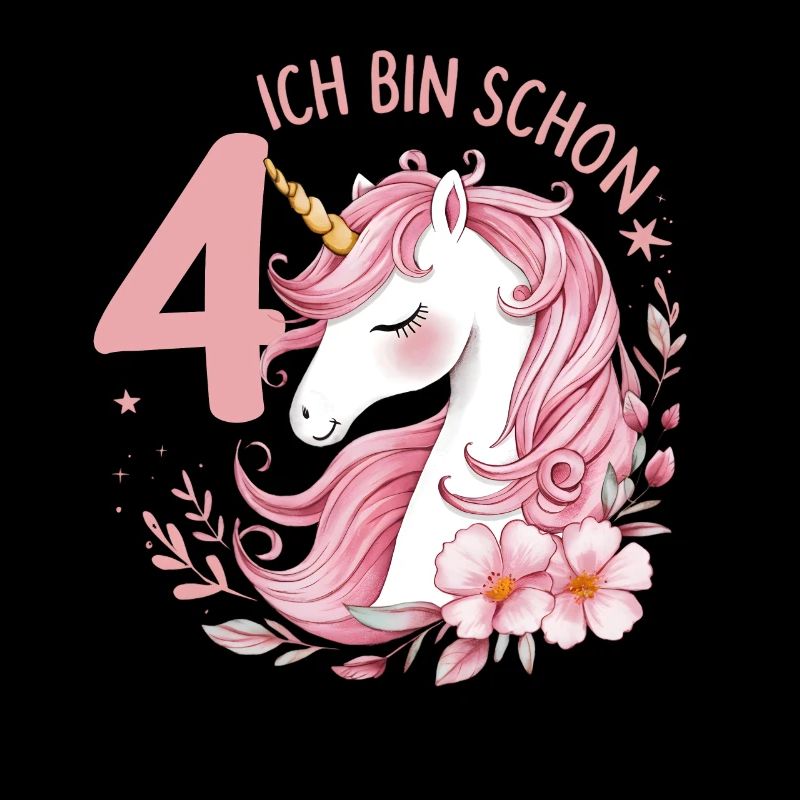 4. Geburtstag Mädchen 4 Jahre Pferd Pferde Einhorn