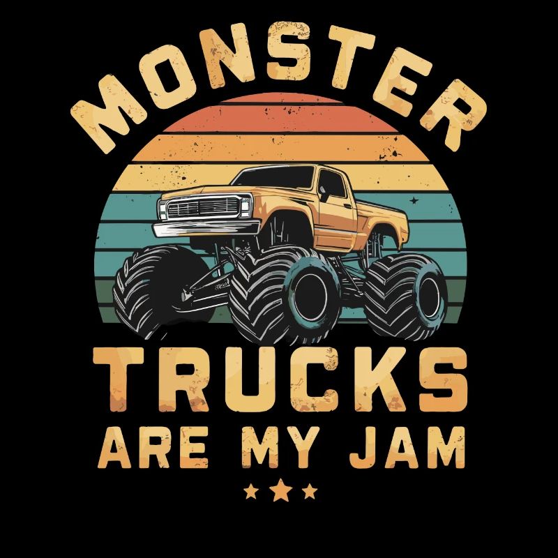 Monster Trucks Are A Jam Retro Sunset