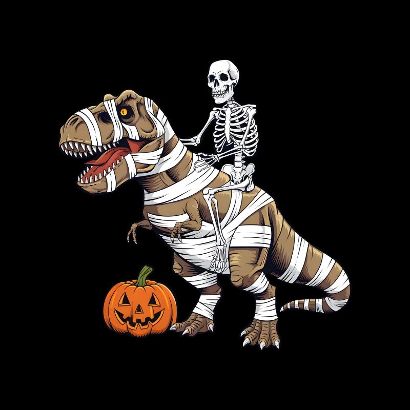 Halloween Skeleton Riding Dinosaur