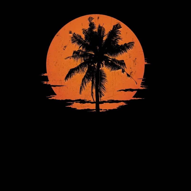Distressed Sunset Palm Silhouette