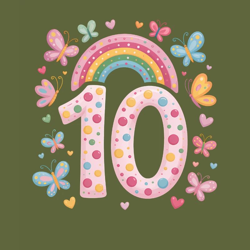 Regenbogen Schmetterling 10. Geburtstag Mädchen