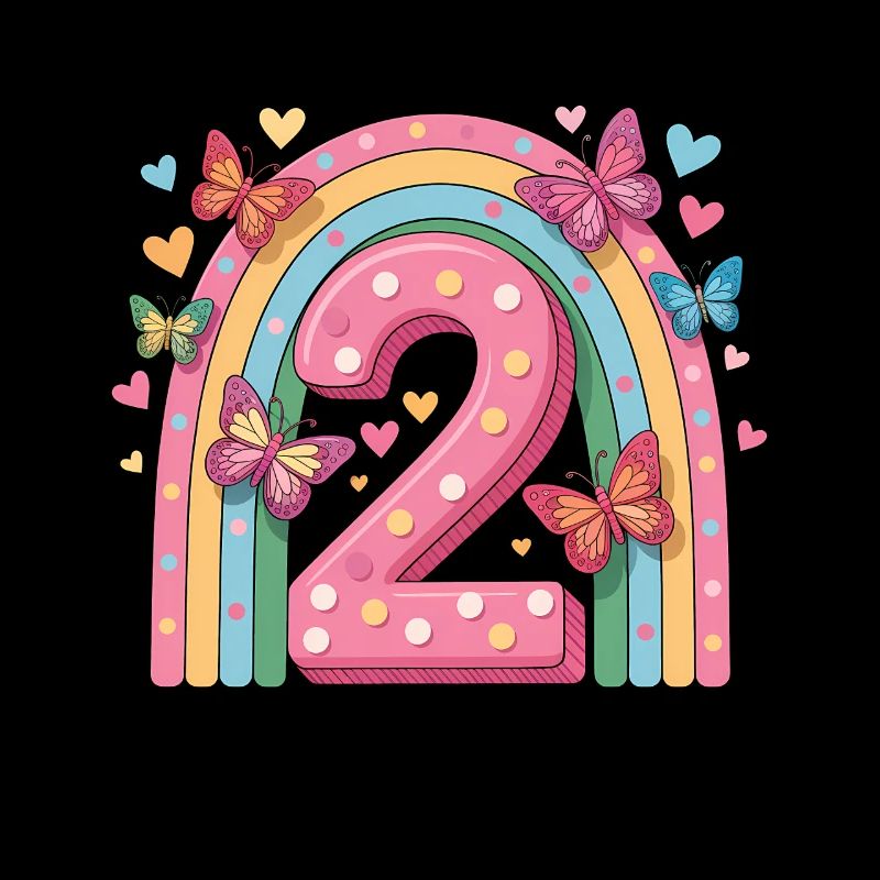 Regenbogen Schmetterling 2. Geburtstag Mädchen