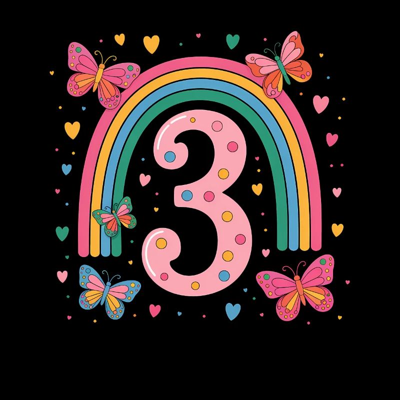 Rainbow Butterfly 3rd Birthday Girl