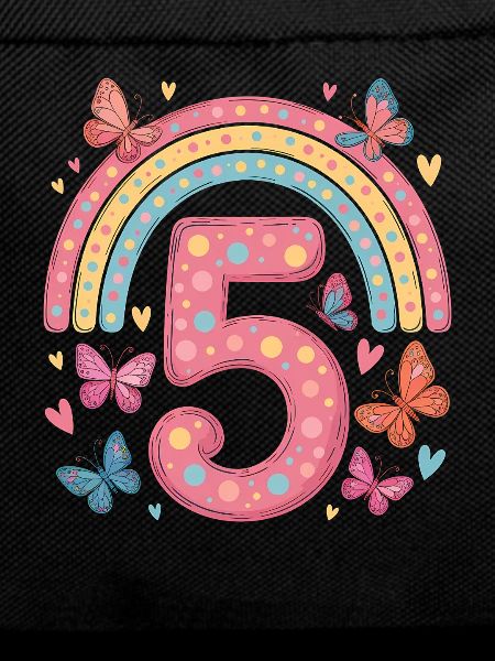 Rainbow Butterfly 5th Birthday Girl