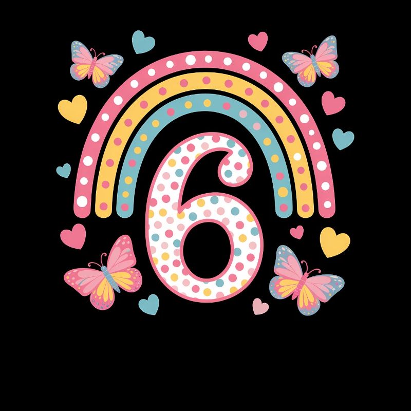 Regenbogen Schmetterling 6. Geburtstag Mädchen