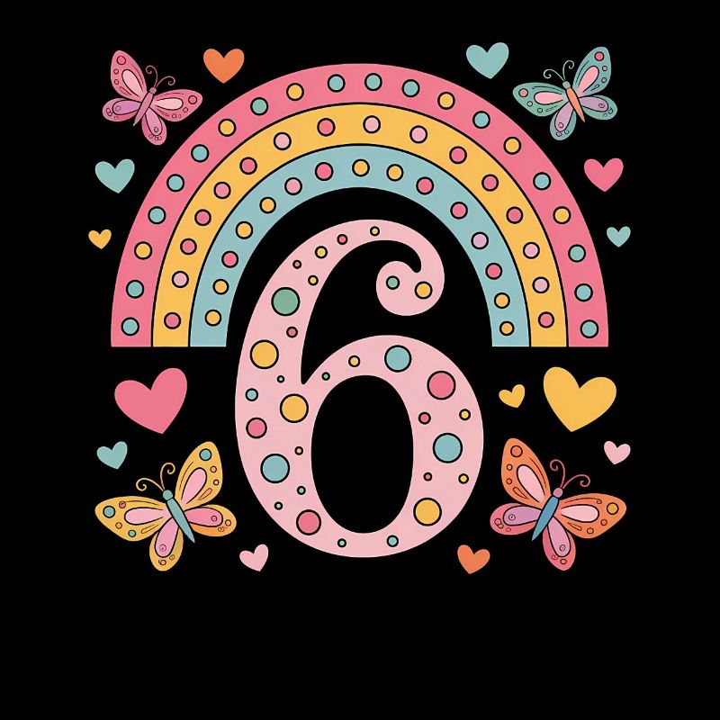 Regenbogen Schmetterling 6. Geburtstag Mädchen