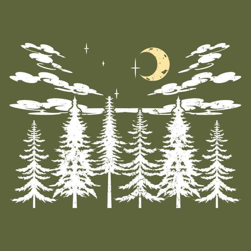 Crescent Moon Forest Trees Gift Nature