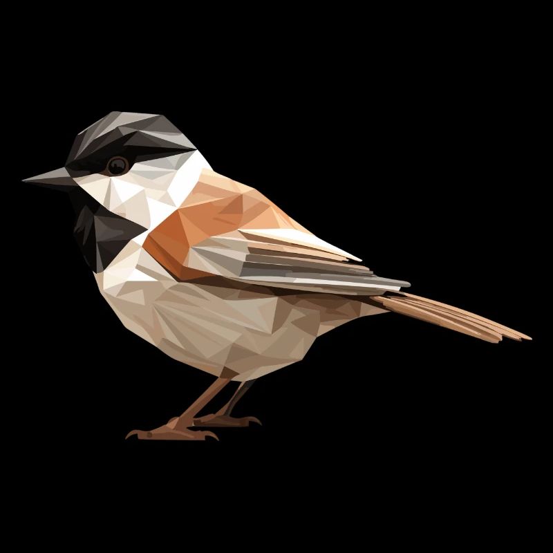 Chickadee bird low poly