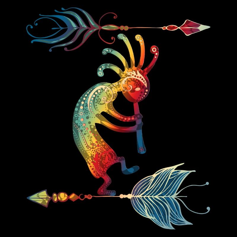 Native American Kokopelli With Two Feathers 1