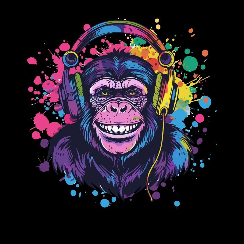 Affe Mit Kopfhörer Damen Deko Herren Geschenk