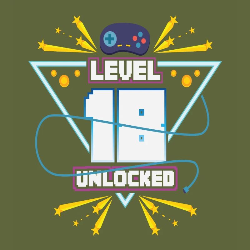 Level Up Gamer Zocker Gaming 18's Nerd Gift