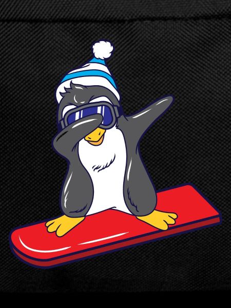 Winter Snowboarder Penguin on Snowboard