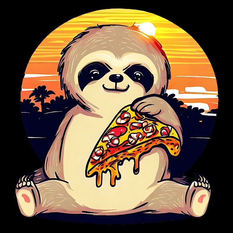 Pizza sloth in the sunset