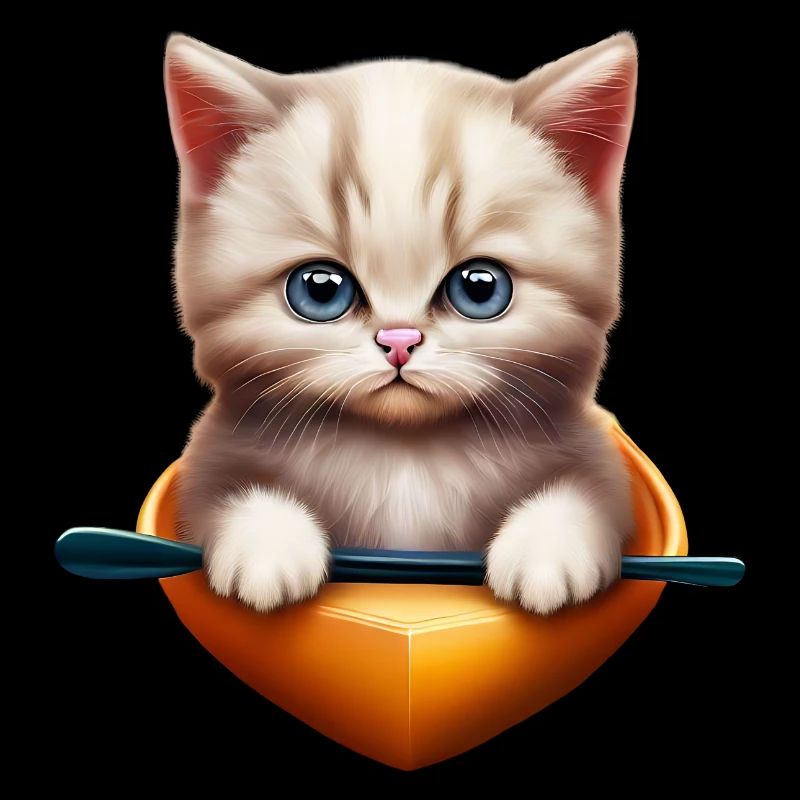Chat mignon en kayak