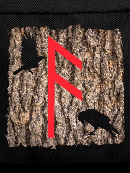 Rune Ansuz with Odin's ravens