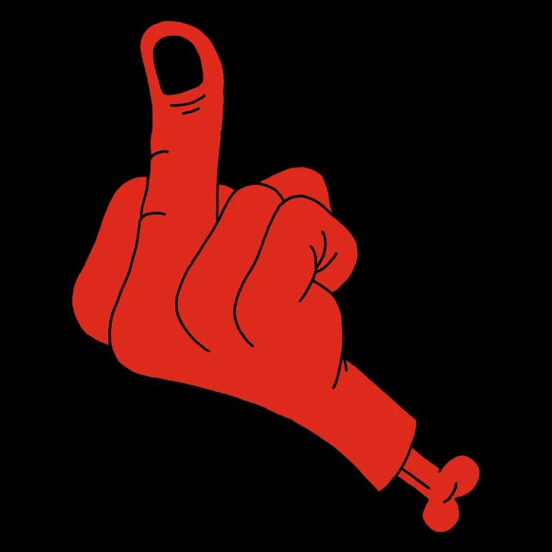 Main coupée et vulgarité (rouge)