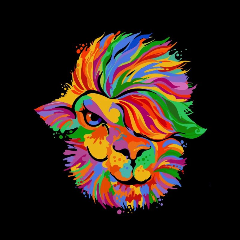 Lion colorful rainbow face
