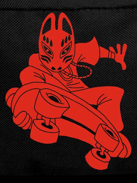 Strange red fox on skateboarding
