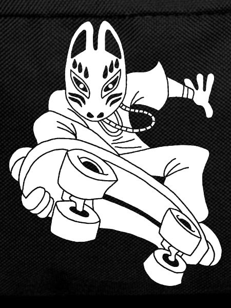 Strange white fox on skateboarding