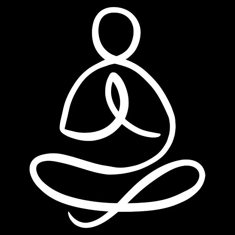 Meditating man, white line style