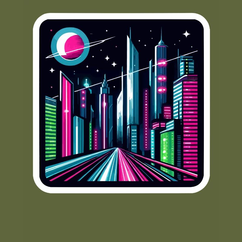 Futuristisches Stadtbild Retro Synthwave Cyberpunk