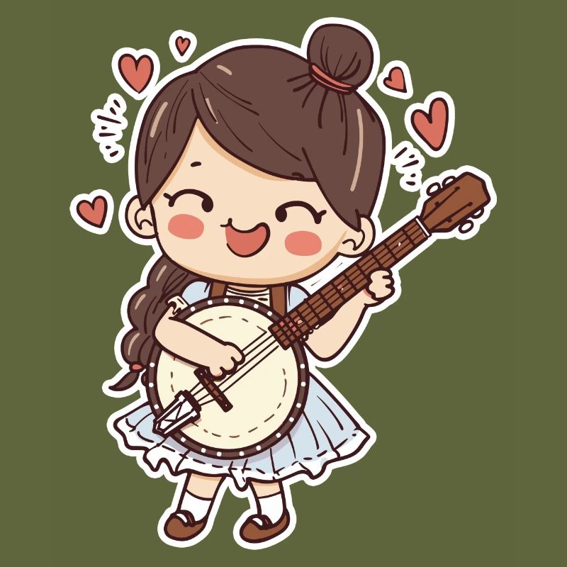 Banjo player comic style