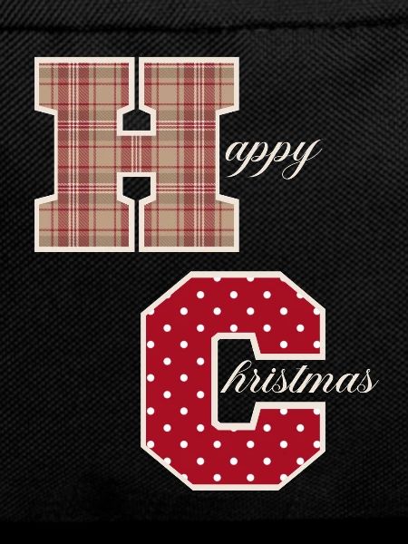 "Happy Christmas" letters with Christmas pattern