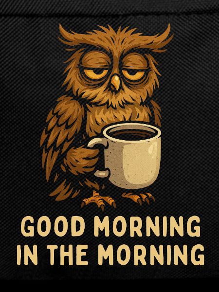 Sleepy Owl with Coffee