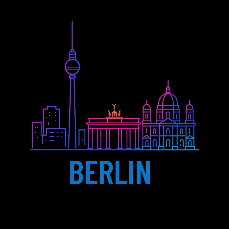Berlin Neon Skyline Print