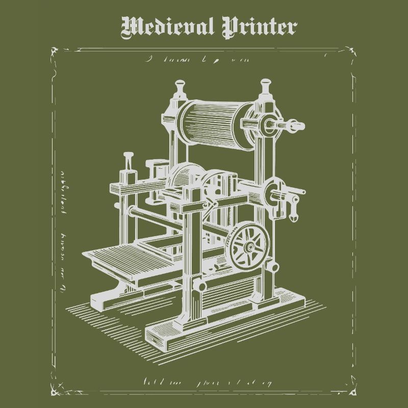 Antique Printer Machine Illustration