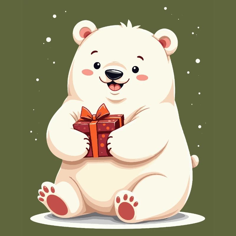 Niedlicher Eisbär mit Geschenkillustration