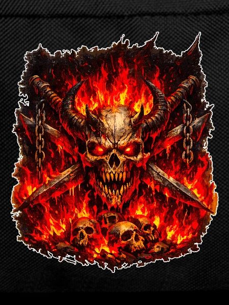 Fire Skull with Horns