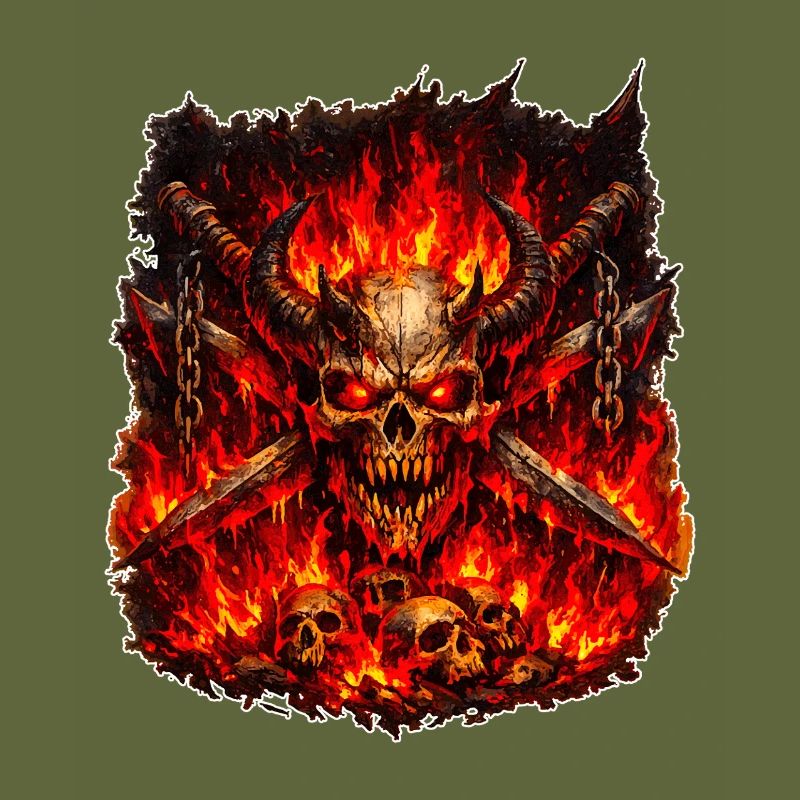 Crâne de Feu avec des Cornes