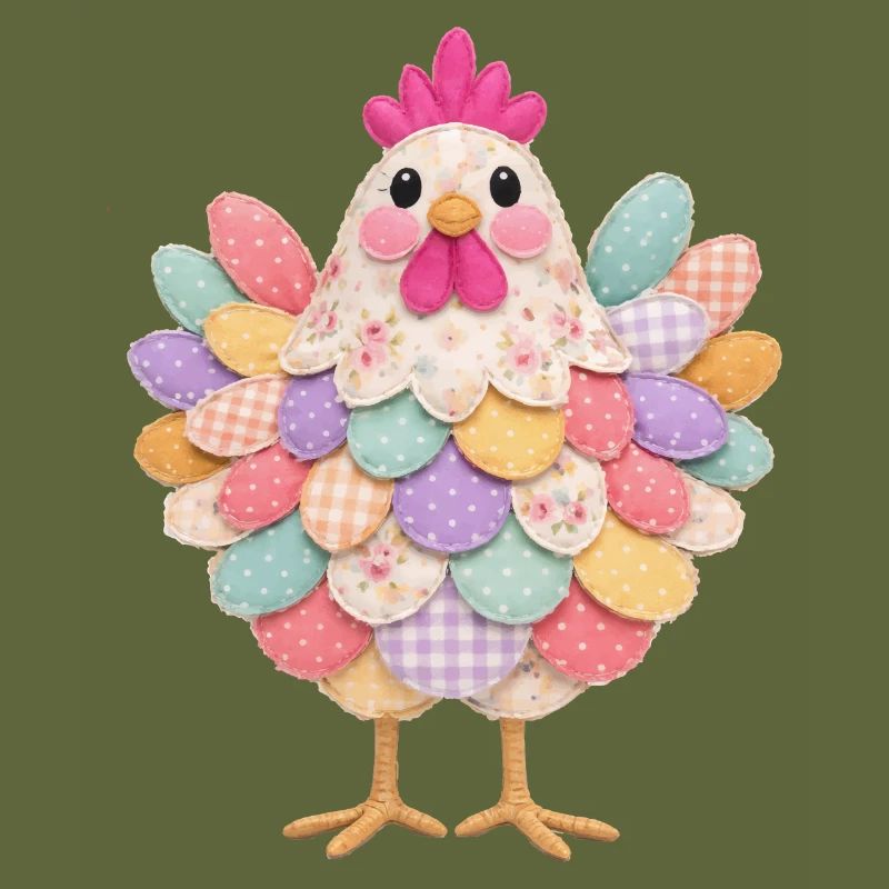 Poule Patchwork Mignonne Style Rustique