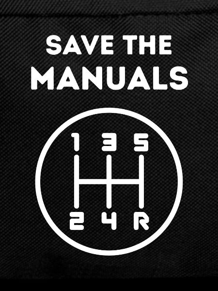 Save The Manuals, white print