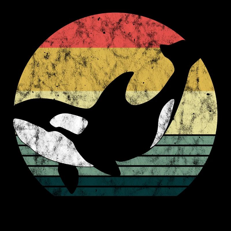 Orca Schwertwal Killerwal Geschenk Retro Wal Ozean